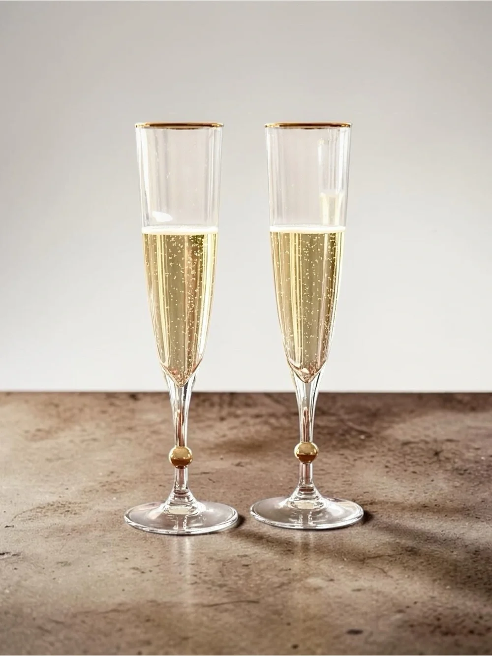 Vintage Miller Rogaska Remembrance Gold Rimmed Crystal Champagne Flutes Set of 2
